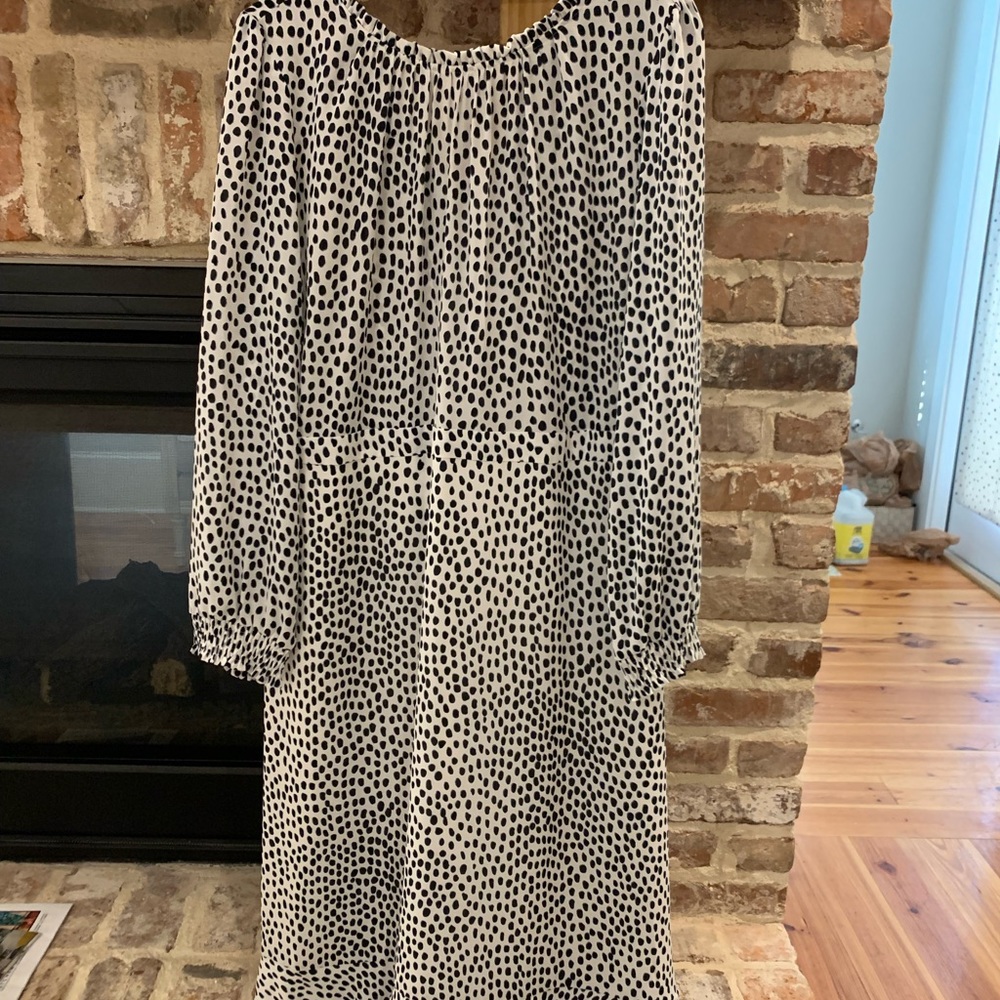 J Crew sz 16 Black & White Polka Dot midi dressNWT